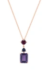 Effy Rhodolite & Amethyst Pendant Necklace In Rose Gold/multi