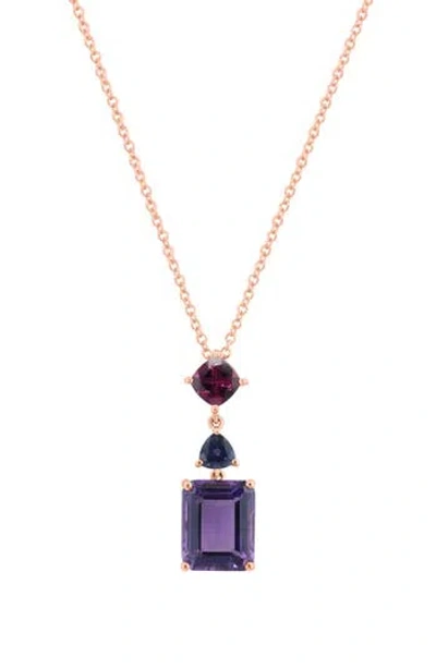 Effy Rhodolite & Amethyst Pendant Necklace In Rose Gold/multi