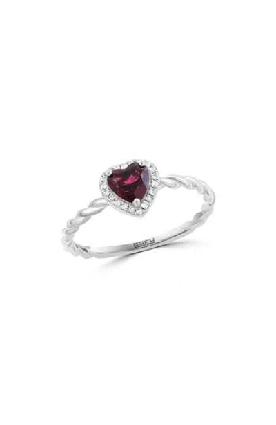 Effy Rhodolite Garnet & Diamond Ring In Silver