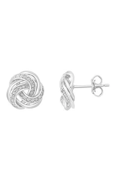 Effy Round Cut Diamond Knot Stud Earrings In White