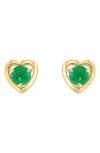 Effy Round Emerald Heart Stud Earrings In Gray