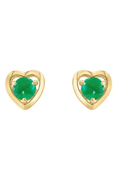 Effy Round Emerald Heart Stud Earrings In Gray