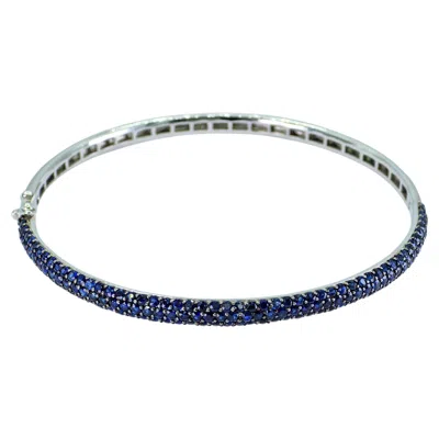 Pre-owned Effy Royal Blue Sapphire 14k 585 White Gold Bangle / Bracelet