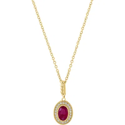 Effy Ruby & Diamond Pendant Necklace In Gold