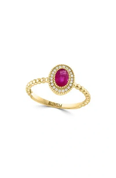 Effy Ruby & Diamond Ring In Gold