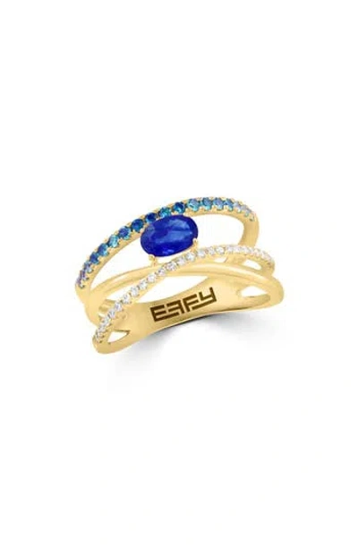 Effy Sapphire & Diamond Multiband Ring In Gold