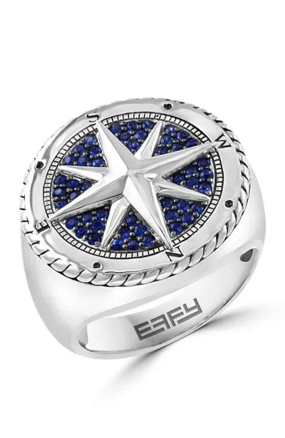 Effy Sapphire Compass Statement Ring In Sterling Silver