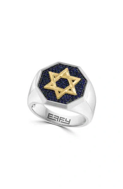 Effy Sapphire Star Of David Ring In Blue