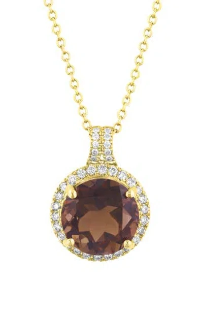 Effy Smoky Quartz & Diamond Halo Pendant Necklace In Brown