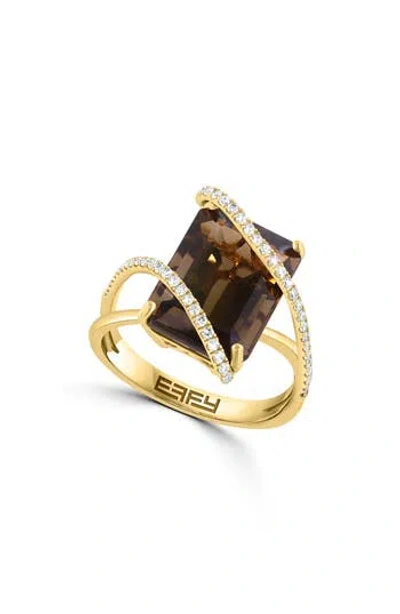 Effy Smoky Quartz & Diamond Ring In Gold
