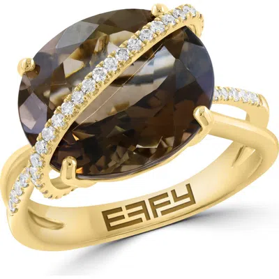 Effy Smoky Quartz & Diamond Ring In Brown