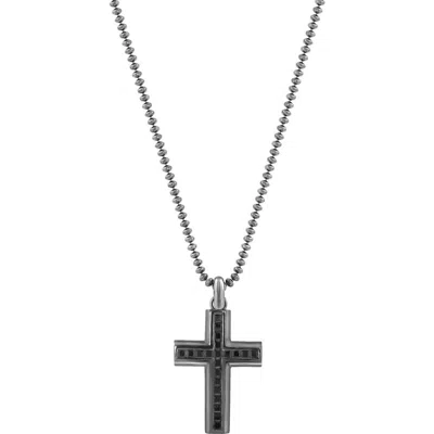 Effy Spinel Cross Pendant Necklace In Black