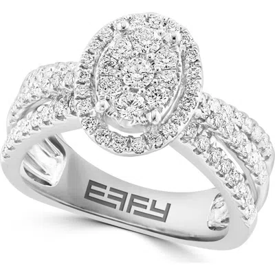 Effy Split Shank Halo Diamond Ring In Silver
