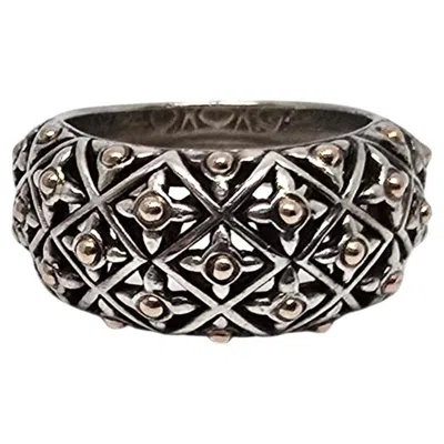 Pre-owned Effy Sterling Silver 14k Yellow Gold Dome Band Ring Size 7 #19771