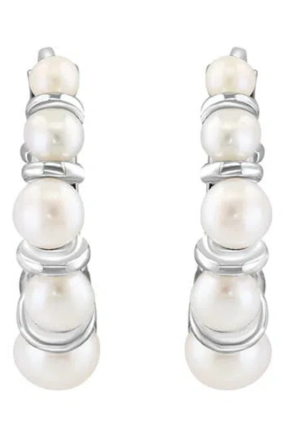 Effy Sterling Silver 2.5-4mm Freshwater Pearl Hoop Earrings In Silver/pearl