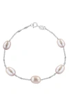 Effy Sterling Silver 7mm Pink Freshwater Pearl Station Bracelet In Metallic