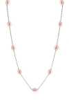 Effy Sterling Silver 7mm Pink Freshwater Pearl Station Necklace In Pink/silver