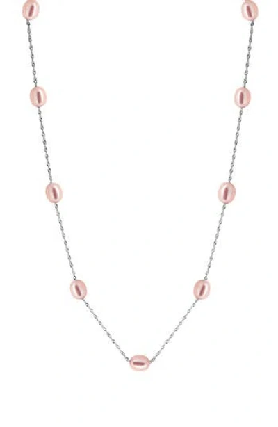 Effy Sterling Silver 7mm Pink Freshwater Pearl Station Necklace