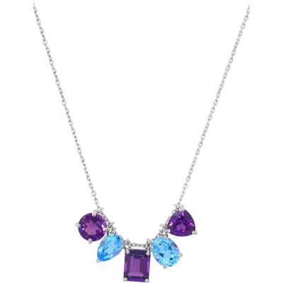 Effy Sterling Silver Amethyst & Blue Topaz Frontal Necklace In Multi