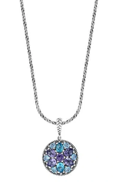 Effy Sterling Silver Amethyst & Blue Topaz Pendant Necklace In Metallic