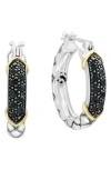 Effy Sterling Silver & 14k Gold Black Diamond Hoop Earrings In Black