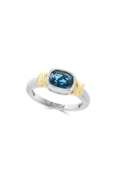 Effy Sterling Silver & 14k Gold Blue Topaz Ring