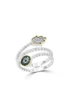 Effy Sterling Silver & 14k Gold Hamsa & Evil Eye Diamond Ring In Metallic