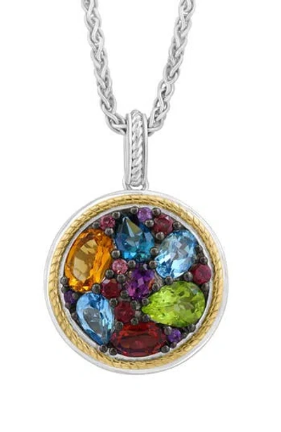 Effy Sterling Silver & 14k Gold Semiprecious Stone Pendant Necklace In Multi