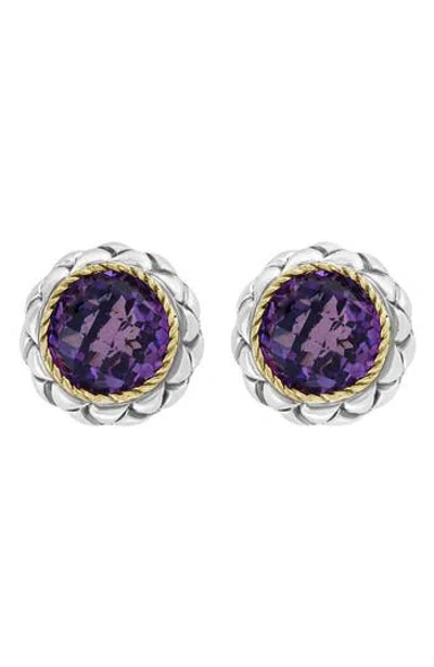 Effy Sterling Silver & 18k Gold Amethyst Stud Earrings In Purple