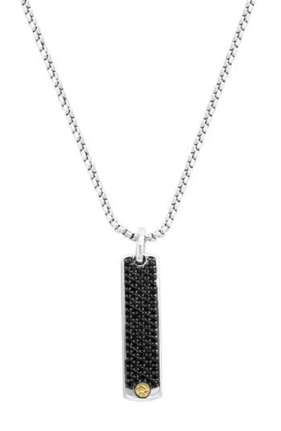 Effy Sterling Silver & 18k Gold Black Sapphire Pendant Necklace In Metallic