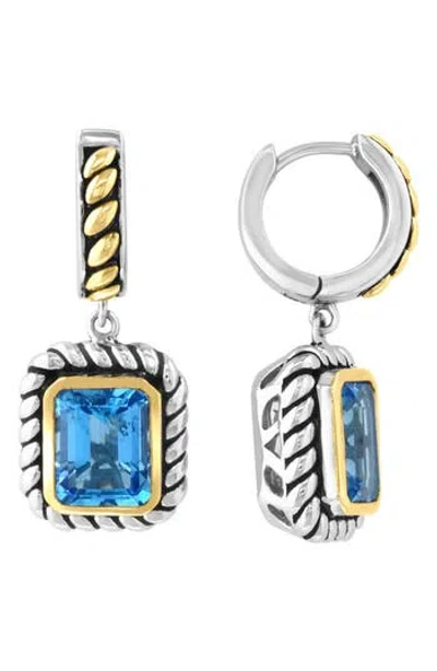 Effy Sterling Silver & 18k Gold Blue Topaz Drop Earrings In Metallic
