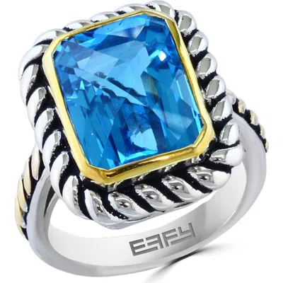 Effy Sterling Silver & 18k Gold Blue Topaz Ring In Neutral