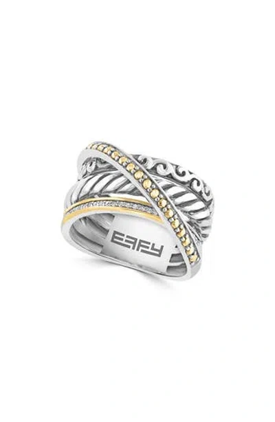 Effy Sterling Silver & 18k Gold Crisscross Ring In Multi