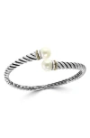 Effy Sterling Silver & 18k Gold Cultured Freshwater Pearl Hinged Bracelet In Silver