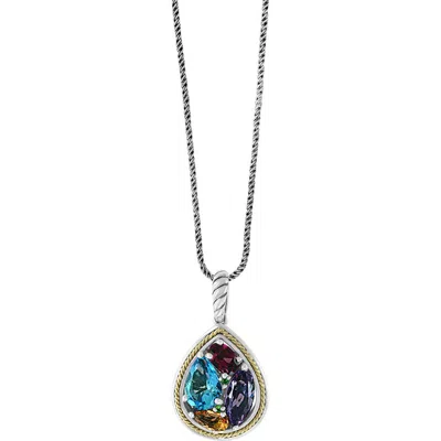 Effy Sterling Silver & 18k Gold Multistone Pendant Necklace In Blue