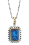 Effy Sterling Silver & 18k Gold Ocean Blue Topaz Pendant Necklace In Blue