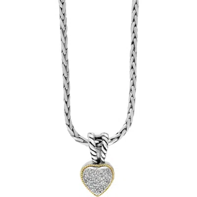 Effy Sterling Silver & 18k Gold Pavé Diamond Heart Pendant Necklace In Yellow