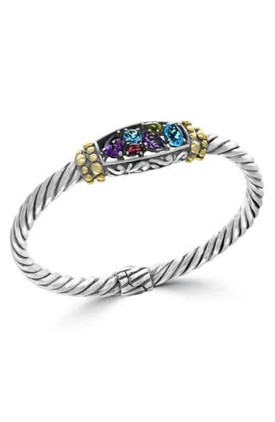 Effy Sterling Silver & 18k Gold Semiprecious Stone Bangle Bracelet In Gray