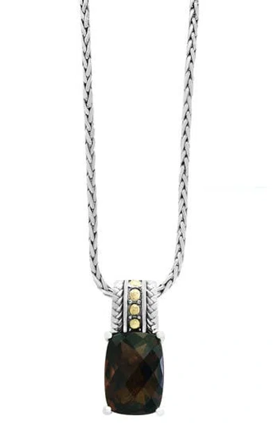 Effy Sterling Silver & 18k Gold Smokey Quartz Pendant Necklace In Black