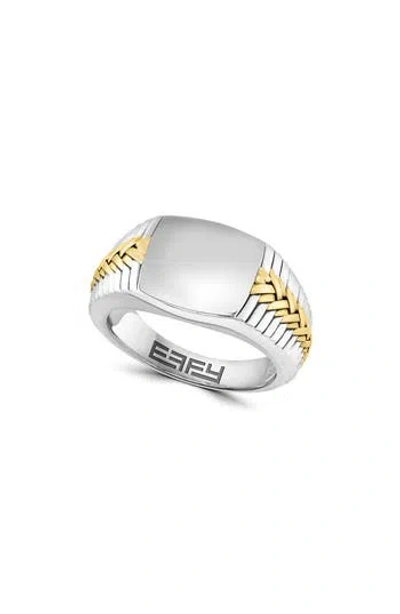 Effy Sterling Silver & 18k Gold Woven Ring