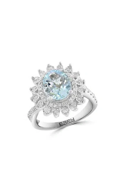 Effy Sterling Silver Aquamarine & Diamond Ring In Blue