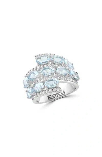 Effy Sterling Silver Aquamarine & Diamond Ring In Metallic
