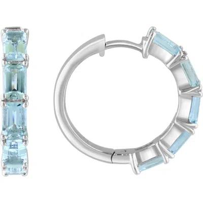 Effy Sterling Silver Aquamarine Hoop Earrings In Blue