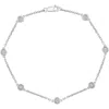 Effy Sterling Silver Bezel Set Diamond Chain Bracelet In White Gold