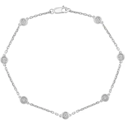 Effy Sterling Silver Bezel Set Diamond Chain Bracelet In White Gold
