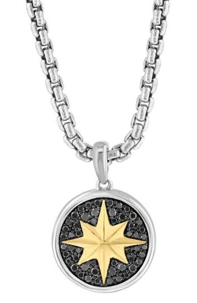 Effy Sterling Silver Black Diamond Star Pendant Necklace