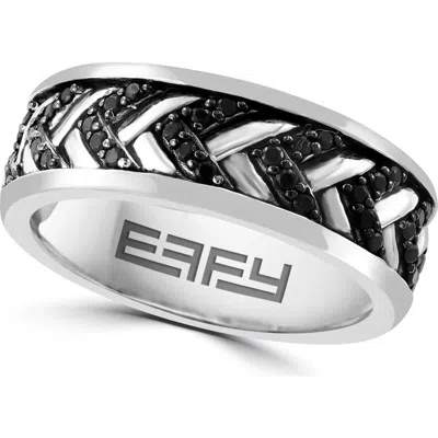 Effy Sterling Silver Black Spinel Band Ring In Metallic