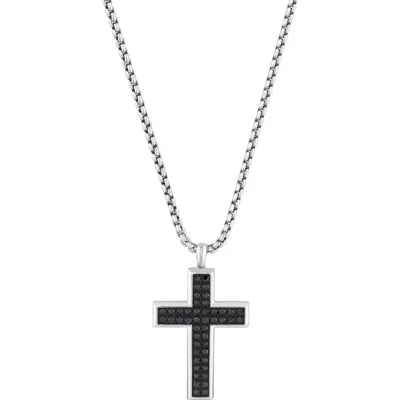 Effy Sterling Silver Black Spinel Cross Pendant Necklace