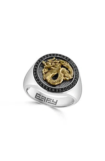 Effy Sterling Silver Black Spinel Dragon Ring