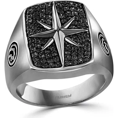 Effy Sterling Silver Black Spinel Ring In Metallic